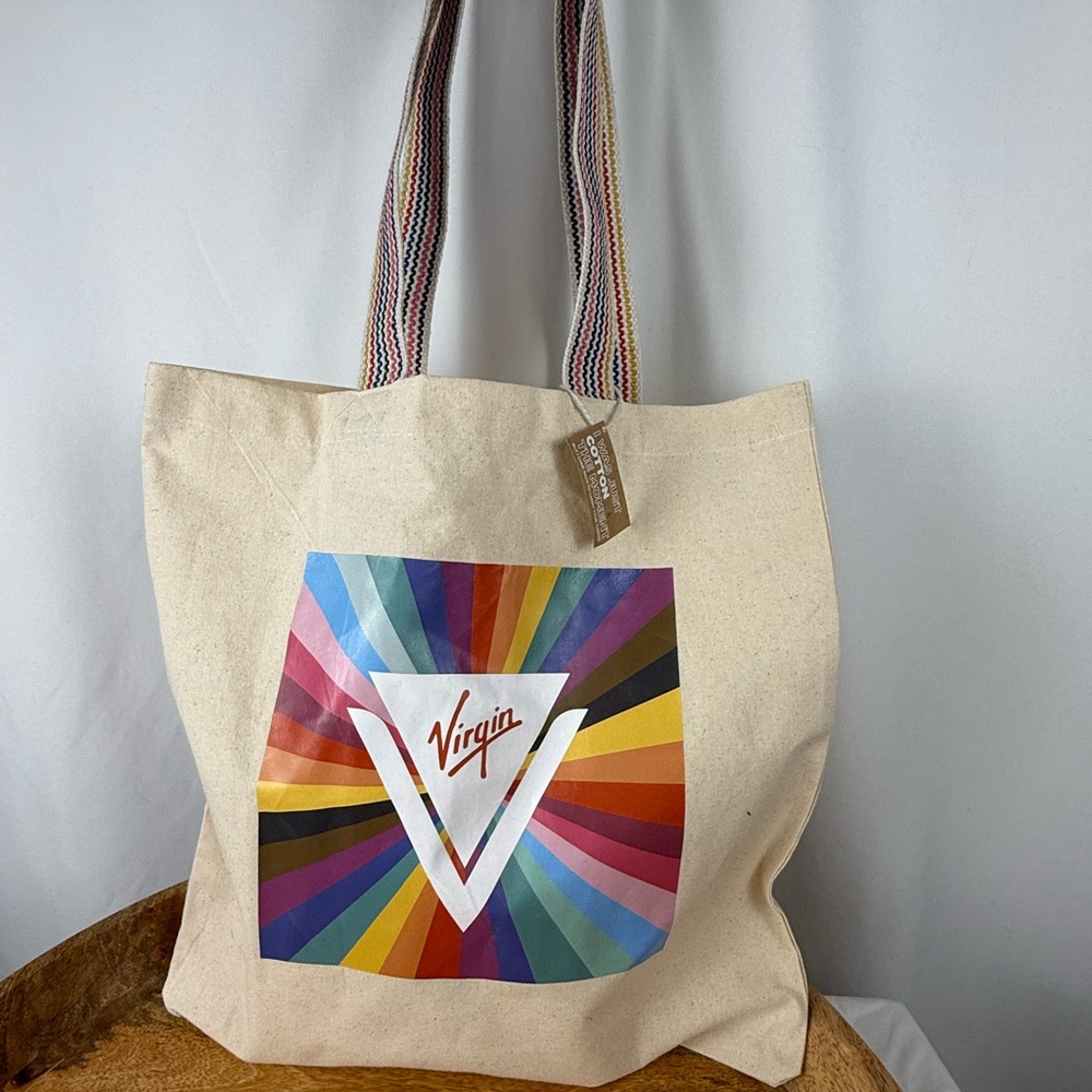 Virgin Rainbow Graphic Canvas Tote Bag